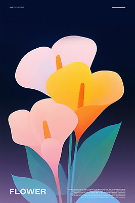 PSD 꽃 포스터 일러스트 사람없음 컬러풀 봄 화려 모던 감성 국내일러스트 식물 계절 컬러 컨셉 파일형식