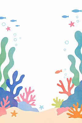 JPG 바다 일러스트 자연 불가사리 어류 사람없음 컬러풀 바닷속 해초 산호 카피스페이스 국내일러스트 AI일러스트 AI콘텐츠 컬러 극피동물 수중 수중동물 공백 해조류 자포동물 생태계 파일형식