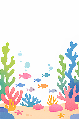 JPG 바다 일러스트 자연 불가사리 어류 사람없음 컬러풀 바닷속 해초 산호 카피스페이스 국내일러스트 AI일러스트 AI콘텐츠 컬러 극피동물 수중 수중동물 공백 해조류 자포동물 생태계 파일형식