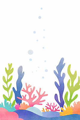 JPG 바다 일러스트 자연 사람없음 컬러풀 바닷속 해초 산호 카피스페이스 국내일러스트 AI일러스트 AI콘텐츠 컬러 수중 공백 해조류 자포동물 생태계 파일형식