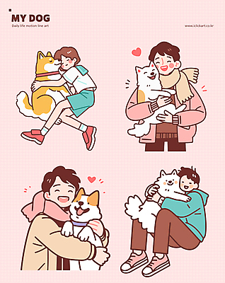 여자 남자 행복 반려견 분홍색 스티커 일러스트 가족 포옹 사랑 여러명 성인 친구 귀여움 목도리 우정 강아지 주인 성인만 펫팸족 국내일러스트 AI파일 잡화 감정 컬러 다수 컨셉 관계 안기 사람 반려동물 개 신조어 파일형식 벡터