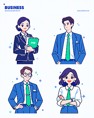 여자 남자 허리손 스티커 일러스트 비즈니스 들기 여러명 상반신 성인 파란색 팔짱 직장인 문서 주머니손 성인만 국내일러스트 AI파일 직업 컬러 포즈 다수 모션 사람 파일형식 벡터