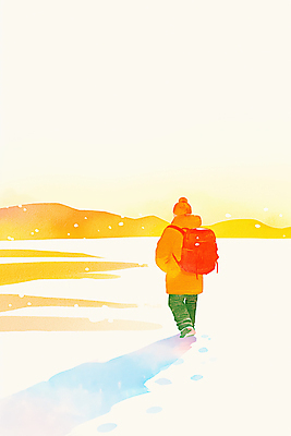 JPG 전신 모자 남자 여행 겨울 가방 일러스트 한명 성인 노란색 걷기 고요 산책 외투 하이킹 추위 탐험 눈 외출 눈길 성인남자한명만 국내일러스트 AI일러스트 AI콘텐츠 자연요소 1 잡화 계절 길 컬러 상의 모션 레저 날씨 휴식 눈_날씨 사람 남자한명만 성인남자만 파일형식