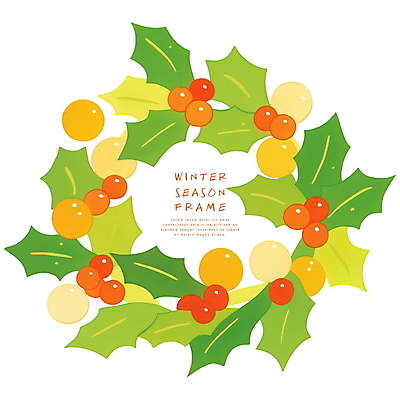 도형 식물 계절 기념일 컬러 컨셉 프레임 장식 화환 원형 파일형식 크리스마스 열매 겨울 초록색 PSD 일러스트 크리스마스리스 리스장식 사람없음 국내일러스트 감성 원형프레임