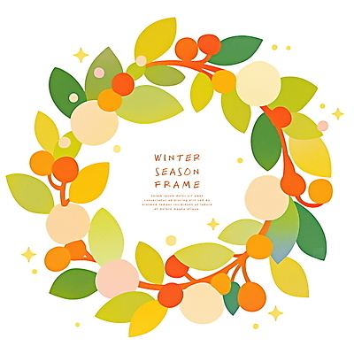 PSD 열매 크리스마스 겨울 일러스트 프레임 사람없음 초록색 주황색 원형 감성 원형프레임 리스장식 크리스마스리스 국내일러스트 도형 식물 계절 기념일 컬러 컨셉 장식 화환 파일형식