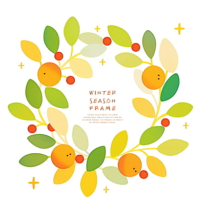 PSD 열매 크리스마스 겨울 일러스트 프레임 사람없음 초록색 노란색 원형 감성 원형프레임 리스장식 크리스마스리스 국내일러스트 도형 식물 계절 기념일 컬러 컨셉 장식 화환 파일형식