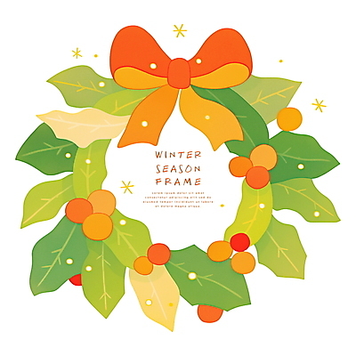 PSD 열매 리본 크리스마스 겨울 일러스트 프레임 사람없음 초록색 감성 원형프레임 리스장식 크리스마스리스 국내일러스트 식물 계절 기념일 컬러 컨셉 장식 화환 원형 파일형식