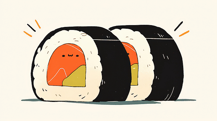 JPG 일러스트 표정 사람없음 귀여움 초밥 롤스시 국내일러스트 AI일러스트 AI콘텐츠 컨셉 일본음식 파일형식