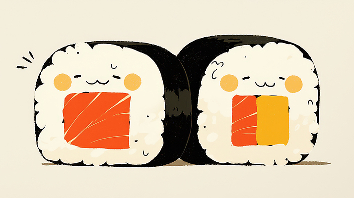 JPG 일러스트 표정 사람없음 귀여움 초밥 롤스시 국내일러스트 AI일러스트 AI콘텐츠 컨셉 일본음식 파일형식