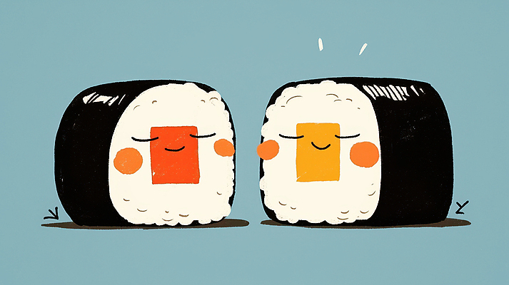 JPG 일러스트 표정 사람없음 귀여움 초밥 롤스시 국내일러스트 AI일러스트 AI콘텐츠 컨셉 일본음식 파일형식