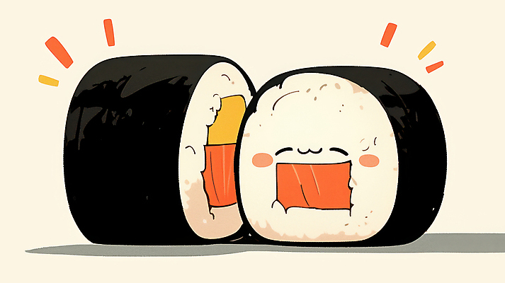 JPG 일러스트 표정 사람없음 귀여움 초밥 롤스시 피읖 국내일러스트 AI일러스트 AI콘텐츠 컨셉 자음 일본음식 파일형식