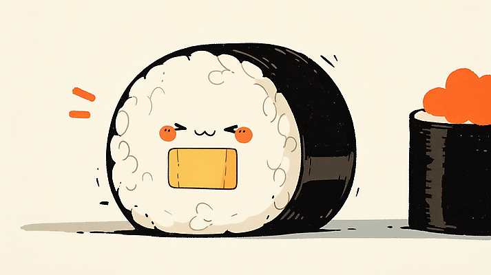 JPG 일러스트 표정 사람없음 귀여움 초밥 알초밥 롤스시 국내일러스트 AI일러스트 AI콘텐츠 컨셉 일본음식 파일형식