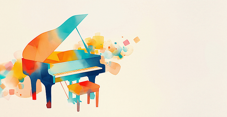 JPG 예술 음악 일러스트 추상 수채화 사람없음 컬러풀 피아노 감성 음악회 피아노의자 국내일러스트 AI일러스트 AI콘텐츠 컬러 컨셉 무늬 의자 문화예술 공연 건반악기 파일형식