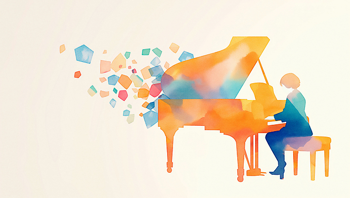 JPG 여자 예술 음악 연주 일러스트 추상 수채화 한명 사람 성인 컬러풀 피아노 감성 음악회 피아노의자 성인여자한명만 국내일러스트 AI일러스트 AI콘텐츠 1 컬러 컨셉 무늬 의자 문화예술 공연 건반악기 여자한명만 성인여자만 파일형식