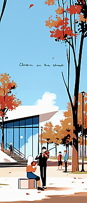 JPG 나무 공원 여자 남자 낙엽 연주 벤치 일러스트 풍경 여러명 성인 파란색 햇빛 계단 공연 가을 바이올린 성인만 국내일러스트 AI일러스트 AI콘텐츠 식물 계절 공공시설 음악 컬러 다수 잎 의자 현악기 사람 이벤트 태양 파일형식