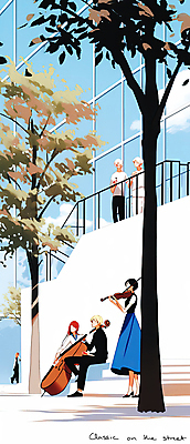 JPG 전신 나무 공원 여자 남자 음악 낙엽 연주 일러스트 난간 풍경 여러명 성인 파란색 계단 공연 가을 바이올린 첼로 성인만 국내일러스트 AI일러스트 AI콘텐츠 식물 계절 공공시설 컬러 다수 잎 현악기 문화예술 사람 이벤트 파일형식 찰현악기