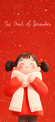 PSD 여자 어린이 크리스마스 겨울 일러스트 한명 웃음 소녀 빨간색 귀여움 목도리 눈 12월 겨울옷 소녀한명만 국내일러스트 자연요소 1 잡화 옷 계절 기념일 컬러 컨셉 날씨 표정 사람 날짜 여자한명만 소녀만 파일형식