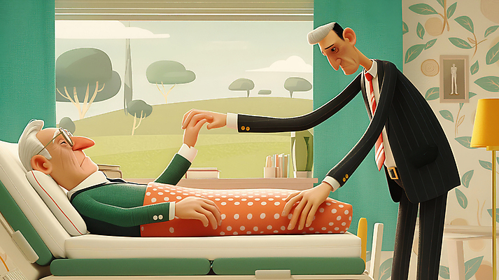 JPG 나무 편집이미지 노년 남자 창문 병원 정장 초원 성인 두명 눕기 손잡기 스탠드 커튼 재산 병실 병원침대 남자만 상속 편집실사 AI컴퓨터그래픽 AI콘텐츠 식물 옷 의학 모션 조명 사람 금융 침대 CG 파일형식