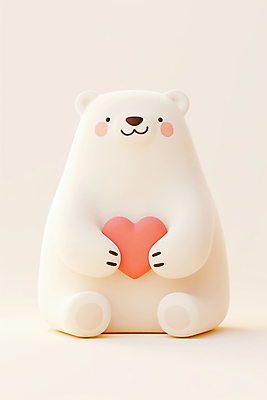 JPG 편집이미지 행복 사랑 미소 사람없음 귀여움 하트 곰캐릭터 북극곰 아이보리 편집3D AI컴퓨터그래픽 AI콘텐츠 모양 감정 컬러 동물캐릭터 컨셉 곰 표정 3D 파일형식