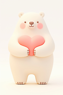 JPG 편집이미지 행복 안기 사랑 미소 들기 사람없음 귀여움 하트 곰캐릭터 북극곰 아이보리 편집3D AI컴퓨터그래픽 AI콘텐츠 모양 감정 컬러 동물캐릭터 컨셉 곰 모션 표정 3D 파일형식