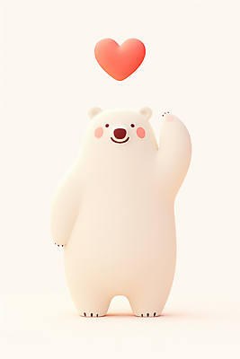 JPG 편집이미지 행복 사랑 미소 사람없음 손들기 귀여움 기쁨 하트 곰캐릭터 북극곰 아이보리 편집3D AI컴퓨터그래픽 AI콘텐츠 모양 감정 컬러 동물캐릭터 컨셉 곰 모션 표정 3D 파일형식