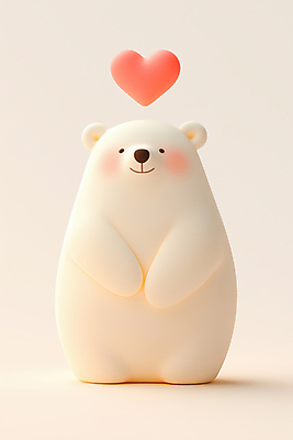 JPG 편집이미지 행복 사랑 미소 사람없음 귀여움 기쁨 하트 곰캐릭터 북극곰 아이보리 편집3D AI컴퓨터그래픽 AI콘텐츠 모양 감정 컬러 동물캐릭터 컨셉 곰 표정 3D 파일형식