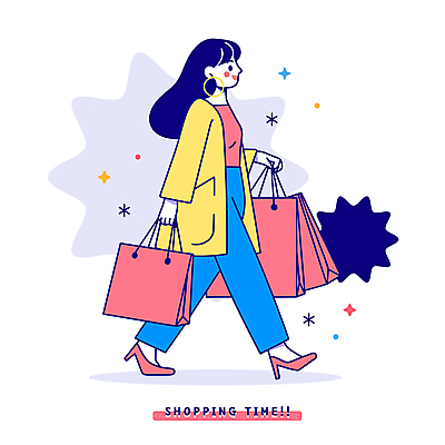 전신 여자 분홍색 일러스트 한명 들기 성인 쇼핑 쇼핑백 걷기 귀걸이 성인여자한명만 키치 국내일러스트 AI파일 1 컬러 컨셉 가방 장신구 모션 사람 여자한명만 성인여자만 파일형식 벡터