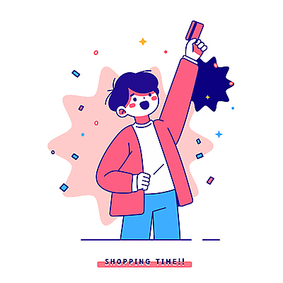 남자 분홍색 일러스트 한명 들기 성인 쇼핑 신용카드 꽃가루 성인남자한명만 키치 국내일러스트 AI파일 1 컬러 컨셉 모션 사람 금융 가루 남자한명만 성인남자만 파일형식 벡터