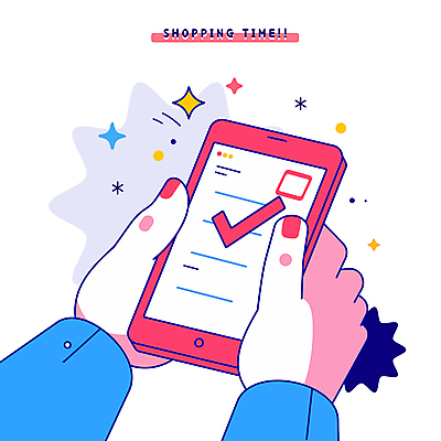 손 분홍색 일러스트 들기 신체부위 스마트폰 쇼핑 체크표시 모바일쇼핑 키치 국내일러스트 AI파일 컬러 컨셉 모션 사람 핸드폰 스마트기기 확인 온라인쇼핑 파일형식 벡터