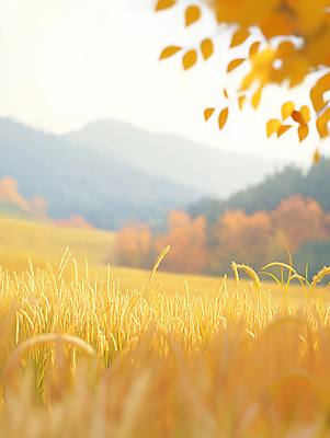 JPG 나무 일러스트 자연 산 풍경 초원 사람없음 햇빛 노란색 평화 가을 밀밭 국내일러스트 AI일러스트 AI콘텐츠 식물 계절 컬러 컨셉 밭 태양 밀 생태계 파일형식