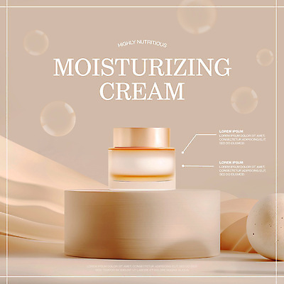 PSD 템플릿 배너 포스터 웹템플릿 사람없음 뷰티 원형 비눗방울 어플리케이션 알림 스킨케어 단상 베이지색 수분크림 영양크림 이미지템플릿 도형 컬러 화장품 파일형식