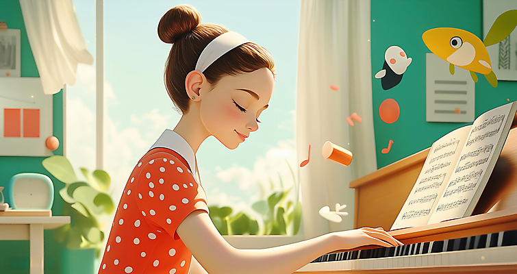 JPG 여자 행복 연주 음표 일러스트 창문 실내 따뜻함 한명 미소 웃음 상반신 성인 취미 햇빛 방 피아노 악보 성인여자한명만 국내일러스트 AI일러스트 AI콘텐츠 1 기호 감정 음악 표정 사람 내부 태양 건반악기 여자한명만 성인여자만 파일형식