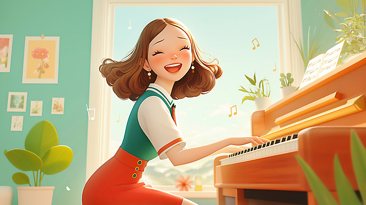 JPG 여자 화분 화초 연주 음표 일러스트 사진 창문 실내 따뜻함 한명 미소 웃음 상반신 성인 취미 햇빛 방 피아노 즐거움 성인여자한명만 국내일러스트 AI일러스트 AI콘텐츠 식물 1 기호 감정 음악 표정 사람 내부 태양 건반악기 여자한명만 성인여자만 파일형식
