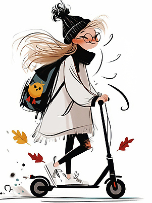JPG 전신 여자 패션 안경 이동 낙엽 가방 일러스트 털모자 한명 성인 스쿠터 가을 외출 성인여자한명만 모빌리티 국내일러스트 AI일러스트 AI콘텐츠 모자_잡화 1 잡화 계절 교통수단 컨셉 잎 사람 오토바이 여자한명만 성인여자만 파일형식