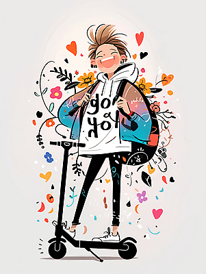 JPG 전신 여자 패션 꽃잎 이동 가방 일러스트 나뭇잎 한명 웃음 성인 스쿠터 외출 활기 성인여자한명만 모빌리티 국내일러스트 AI일러스트 AI콘텐츠 1 잡화 꽃 교통수단 컨셉 잎 표정 사람 오토바이 여자한명만 성인여자만 파일형식