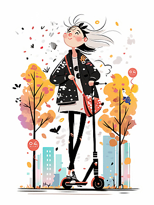 JPG 전신 나무 긴머리 여자 패션 이동 일러스트 한명 성인 갈색 산책 스쿠터 가을 도시 외출 머리염색 성인여자한명만 모빌리티 국내일러스트 AI일러스트 AI콘텐츠 식물 1 헤어스타일 계절 교통수단 컬러 컨셉 휴식 사람 오토바이 염색 여자한명만 성인여자만 파일형식
