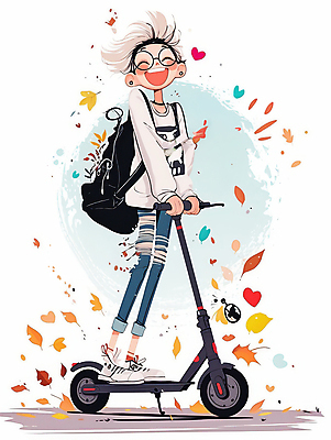 JPG 전신 여자 패션 안경 이동 단풍 일러스트 나뭇잎 한명 서기 웃음 성인 스쿠터 가을 청바지 외출 백팩 머리염색 피어싱 성인여자한명만 모빌리티 국내일러스트 AI일러스트 AI콘텐츠 1 잡화 계절 교통수단 컨셉 잎 가방 장신구 바지 모션 표정 사람 오토바이 염색 여자한명만 성인여자만 파일형식
