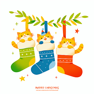 PSD 행복 별 잎 크리스마스 일러스트 미소 사람없음 장식 고양이 고깔모자 크리스마스양말 산타양말 국내일러스트 자연요소 식물 모자_잡화 기념일 감정 크리스마스장식 포유류 양말 표정 반려동물 파일형식