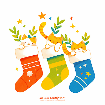 PSD 행복 별 잎 크리스마스 일러스트 미소 사람없음 장식 반짝임 고양이 크리스마스양말 산타양말 국내일러스트 자연요소 식물 기념일 감정 크리스마스장식 포유류 모션 양말 표정 반려동물 파일형식