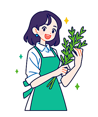 여자 농업 채소 일러스트 자연 한명 미소 들기 상반신 성인 반짝임 앞치마 농부 허브 성인여자한명만 국내일러스트 AI파일 식물 직업 1 산업 모션 표정 사람 생태계 여자한명만 성인여자만 파일형식 벡터