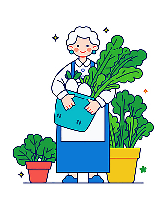 전신 여자 노년 화분 할머니 채소 일러스트 한명 웃음 반짝임 농부 장바구니 노인여자한명만 국내일러스트 AI파일 직업 1 모션 표정 사람 성인 쇼핑 바구니 여자한명만 노인여자만 파일형식 벡터