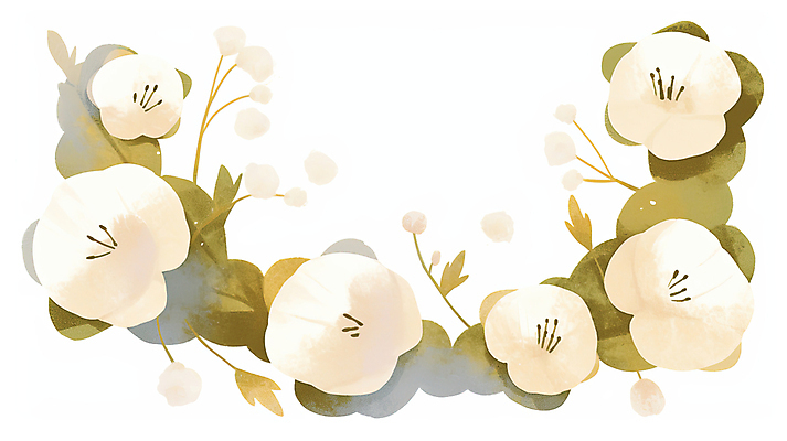 JPG 일러스트 나뭇잎 수채화 사람없음 포근함 목화꽃 아이보리 목화솜 국내일러스트 AI일러스트 AI콘텐츠 꽃 컬러 잎 감각 솜 파일형식