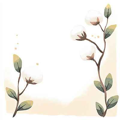 JPG 일러스트 나뭇잎 수채화 사람없음 포근함 목화꽃 아이보리 목화솜 국내일러스트 AI일러스트 AI콘텐츠 꽃 컬러 잎 감각 솜 파일형식