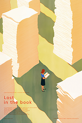 전신 PSD 여자 일러스트 그림자 한명 서기 들기 사람 성인 책 빛 독서 고요 집중 읽기 종이더미 책더미 성인여자한명만 국내일러스트 1 컨셉 모션 무더기 여자한명만 성인여자만 파일형식 더미