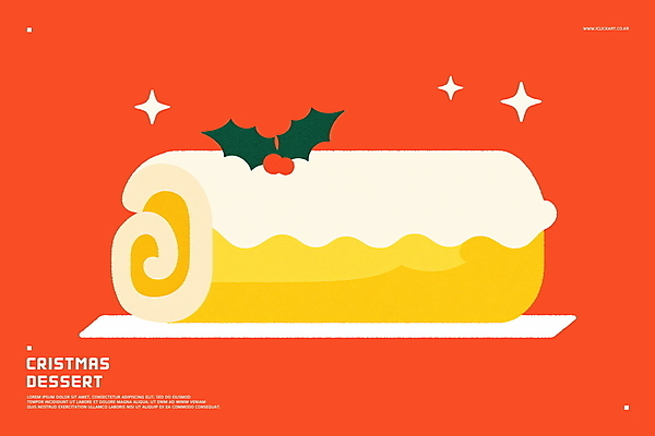 식기 열매 음식 컬러 크리스마스 모션 눈_날씨 케이크 크림 파일형식 생크림 호랑가시나무열매 접시 롤케이크 디저트 장식 눈송이 빨간색 PSD 일러스트 국내일러스트 크리스마스케이크 반짝임 사람없음