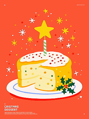 PSD 접시 일러스트 초 단면 디저트 사람없음 빨간색 반짝임 생크림 별장식 크리스마스케이크 호랑가시나무열매 스프링클 국내일러스트 식기 열매 별 음식 컬러 크리스마스 모션 장식 케이크 크림 파일형식
