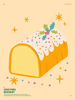 PSD 일러스트 디저트 사람없음 반짝임 노란색 휴일 롤케이크 크리스마스케이크 호랑가시나무열매 스프링클 국내일러스트 열매 음식 컬러 크리스마스 모션 장식 케이크 파일형식