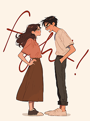 전신 부부 여자 남자 감정 허리손 일러스트 관계 성인 두명 치마 마주보기 충돌 주머니손 부부싸움 갈등 노려봄 대치 베이지색 의사소통 성인만 국내일러스트 AI파일 커플 컬러 포즈 모션 하의 표정 사람 싸움 파일형식 벡터