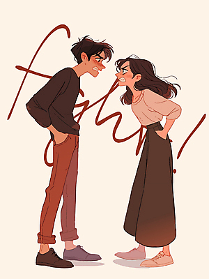 전신 부부 여자 남자 감정 일러스트 관계 성인 두명 마주보기 충돌 주머니손 부부싸움 갈등 노려봄 대치 베이지색 의사소통 성인만 국내일러스트 AI파일 커플 컬러 모션 표정 사람 싸움 파일형식 벡터