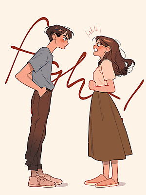 전신 부부 여자 남자 감정 일러스트 관계 성인 두명 치마 마주보기 충돌 주머니손 부부싸움 갈등 노려봄 대치 베이지색 의사소통 성인만 국내일러스트 AI파일 커플 컬러 모션 하의 표정 사람 싸움 파일형식 벡터